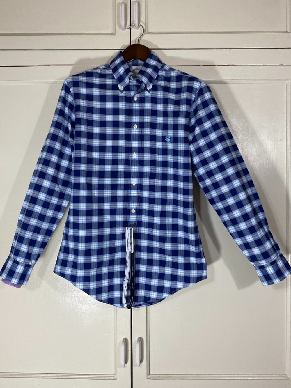 BROOKS BROTHERS Regent Blue Plaid Non-Iron Supima Cotton Button Shirt S NWT -$79